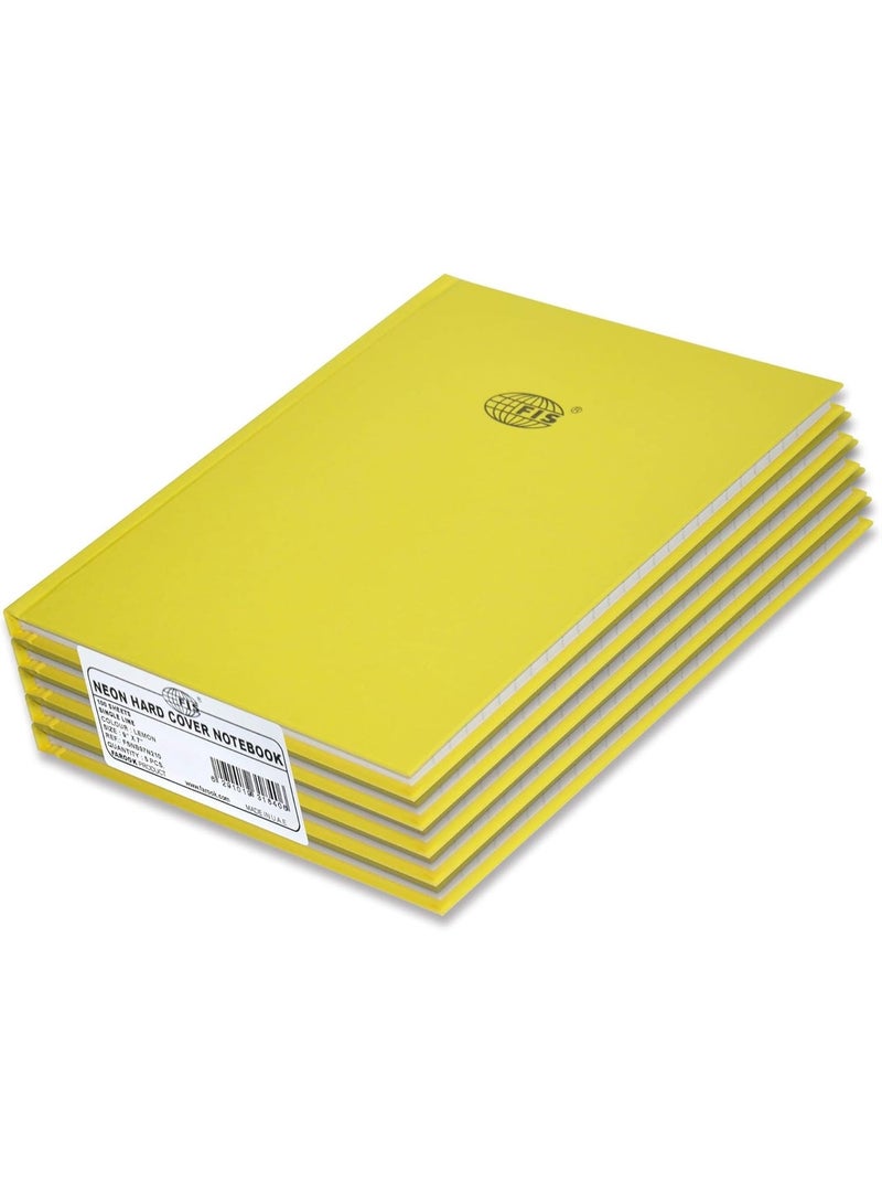 FIS Neon Hard Cover Notebook Single Line 9X7 Inch, 100-Sheets, Lemon 5-Piece - FSNB97N210 - Image 1